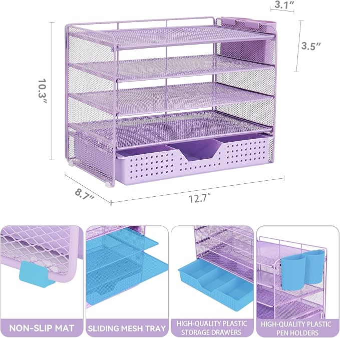 LEKETREE Desk Organizers and Accessories, 5-Tier Paper Letter Tray Organizer - Image 2