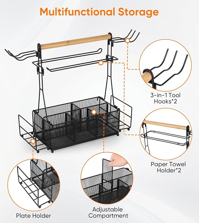 Grill Caddy Barbecue Tool Sets for Outdoor Grill, Picnic BBQ Caddy Picnic - Image 3