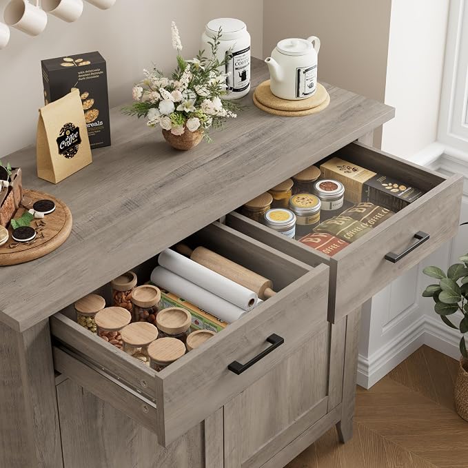 HORSTORS Farmhouse Kitchen Storage Cabinet, Small Buffet, Coffee Bar, 35.8"W - Image 7