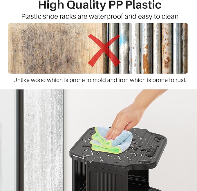 Kitstorack 8-Tier Vertical Plastic Shoe Rack, Freestanding Stackable Storage - Image 6