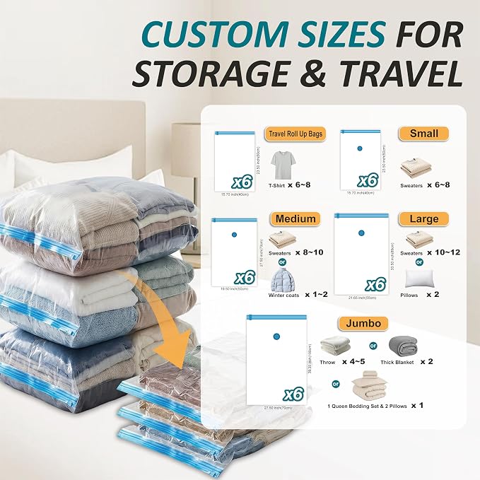 Cozy Essential Vacuum Storage Bags, 80% Compression Vacuum Seal Space Saver - Image 3