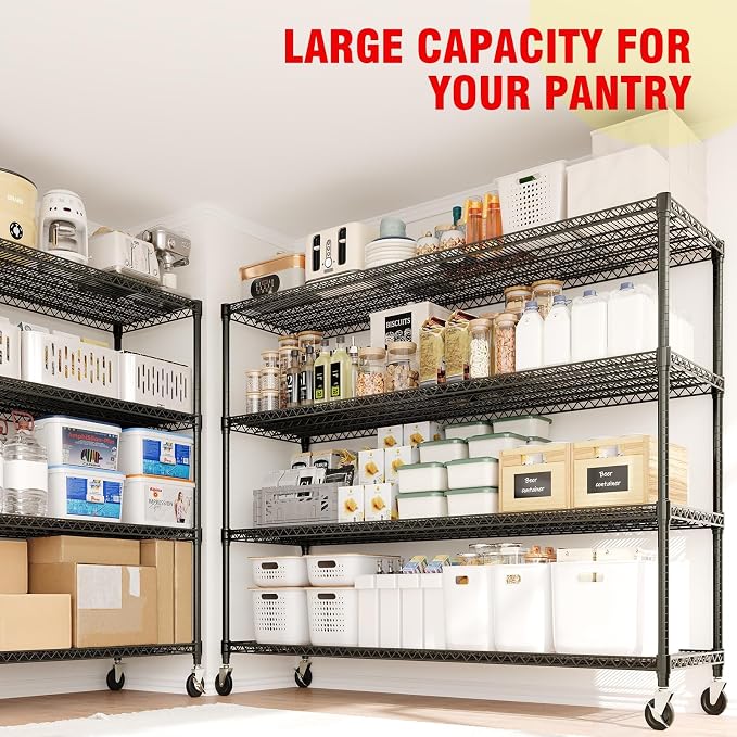 Metal Shelving with Wheels, 2640LBS 4-Tier Heavy Duty Garage Storage Shelves - Image 8