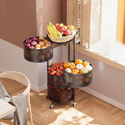 JAQ No Assembly Rotating Kitchen Storage Rack, 4-Tier Metal Basket Organizer - Image 9