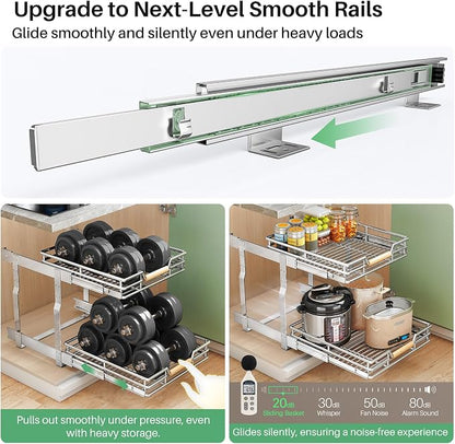 Pull out Cabinet Organizer, 2 Tiers 15"W X 21"D, Heavy Duty Smooth Sliding - Image 4