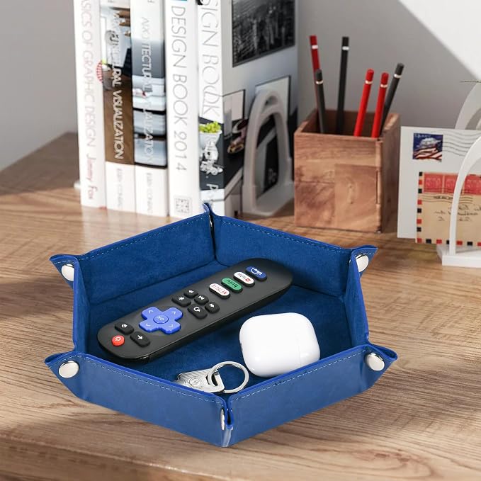 Foldable Hexagonal Dice Tray Desktop Storage Organizer PU Leather & Velvet - Image 5