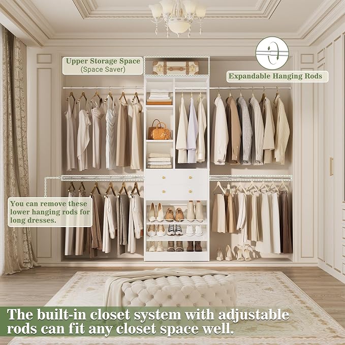 Besiost Closet System, 4.2–8.8 FT Closet Organizer - Image 4