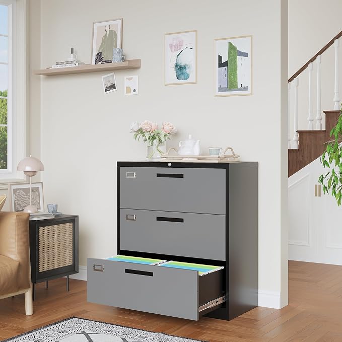 3 Drawer File Cabinet, Lateral Filing Cabinets - Image 2