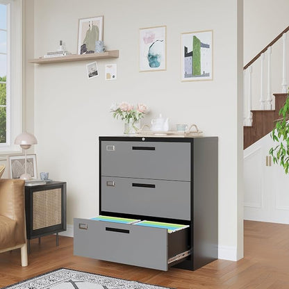 3 Drawer File Cabinet, Lateral Filing Cabinets - Image 2