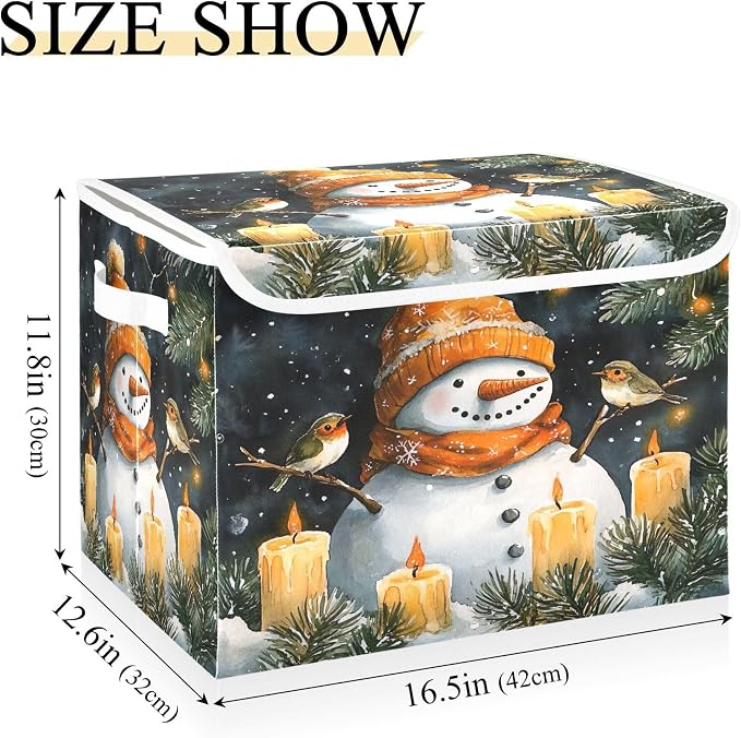 Watercolor Snowman Storage Bins - Image 3