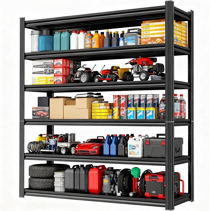Storage Shelves, Garage Metal Shelving Unit, Adjustable, Double-Layer Column by Beaunatixx