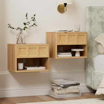 Floating Nightstand Set of 2, Wall Mounted Bedside Table - Image 3
