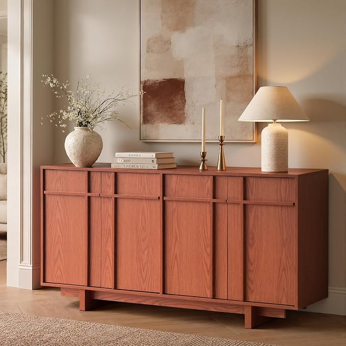 Sideboard Buffet Cabinet with Storage, Mid Century Modern Accent Cabinet with - Image 5
