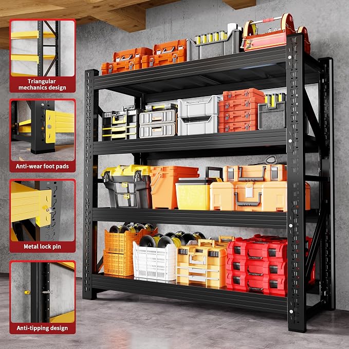 4000LBS Garage Shelving 48" W Garage Shelving Heavy Duty 4-Tier Metal Storage - Image 7