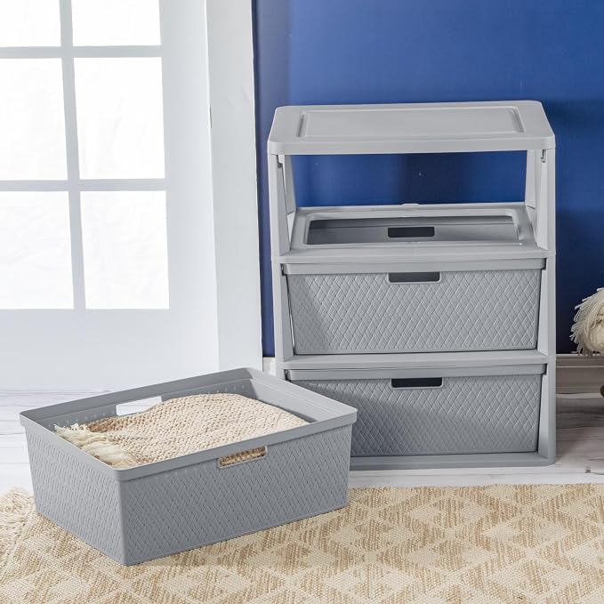 Stackable 3-Drawer Plastic Storage Organizer, Sturdy Stackable Storage Drawers - Image 2