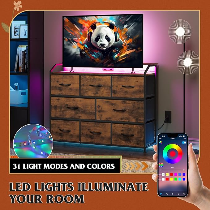 WLIVE Dresser for Bedroom, 8 Drawer LED Dresser - Image 6