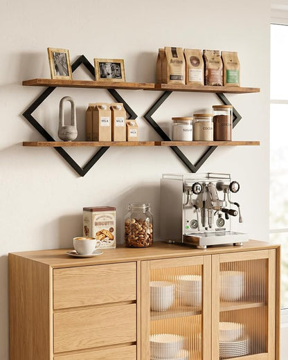 CHOEZON Floating Shelves, 2-Tier Hanging Shelves, Wall Shelf Set of 2, Wall - Image 3