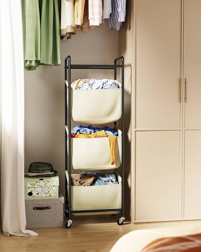 3 Section Laundry Sorter with Removable Bags, 120L Rolling Vertical Laundry - Image 6
