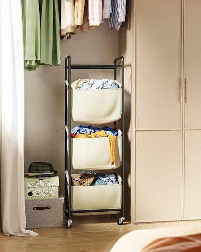 3 Section Laundry Sorter with Removable Bags, 120L Rolling Vertical Laundry - Image 6