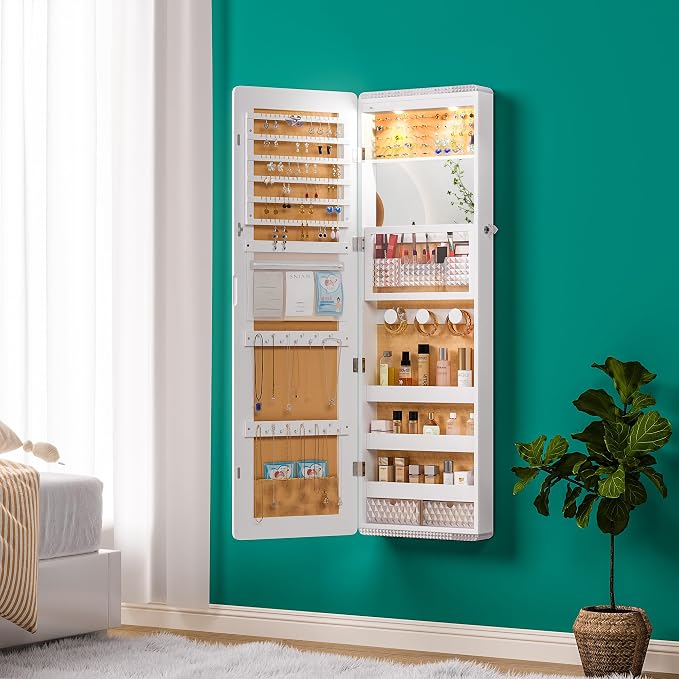 HNEBC LED Mirror Jewelry Cabinet, 47.2" Wall Mounted Jewelry Organizer - Image 11