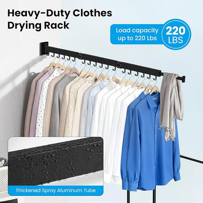 Clothes Drying Rack Wall Mounted, Retractable Collapsible Space Saver - Image 5