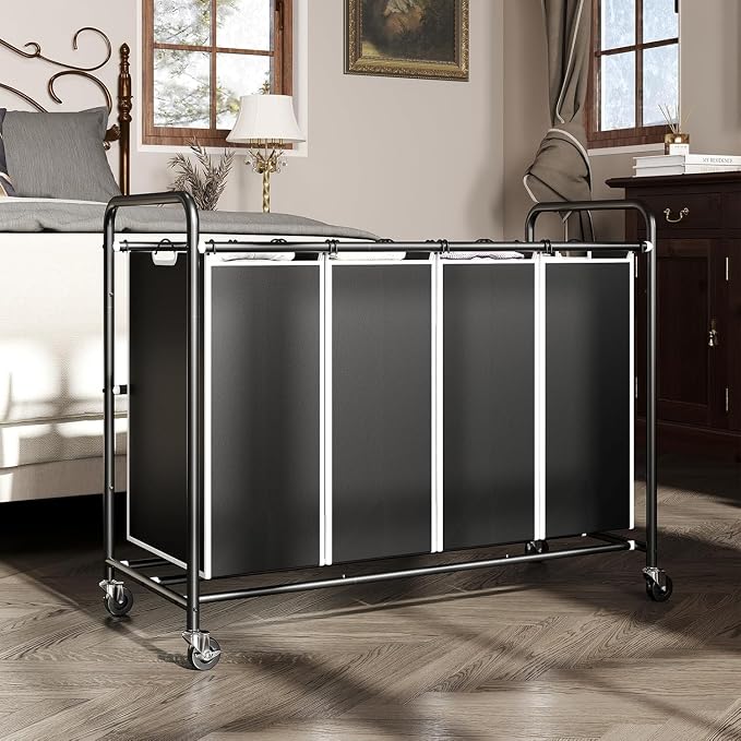 ROMOON Laundry Hamper Sorter Cart: 4-Section Organizer - Image 2