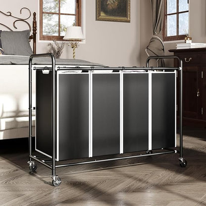 ROMOON Laundry Hamper Sorter Cart: 4-Section Organizer - Image 2