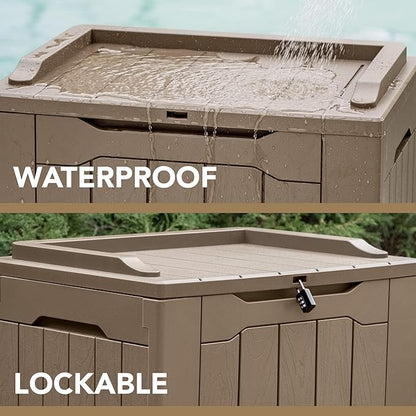 Devoko 30 Gallon Resin Deck Box Outdoor Indoor Waterproof Storage Box - Image 2