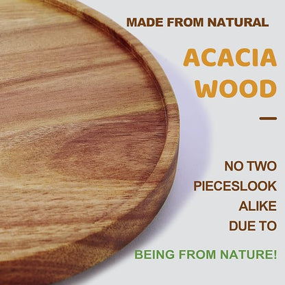 12-inch Acacia Wood Lazy Susan Organizers, Turntable - Image 2