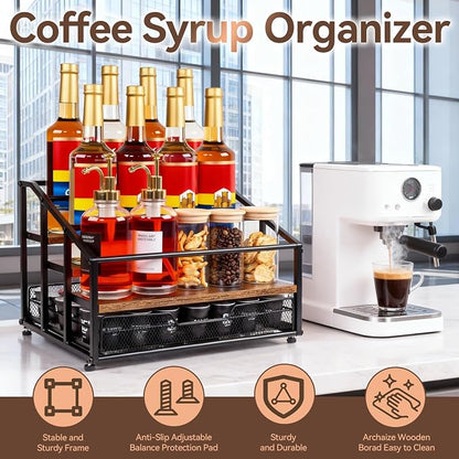 Coffee Syrup Rack Organizer, 4-Tier 12 Bottle Syrup Rack - Image 9