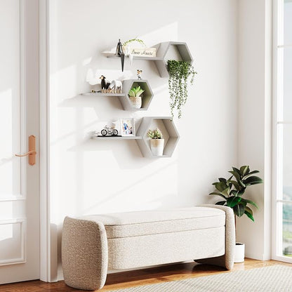 Wooden Hexagon Floating Shelves Wall Mounted, Rustic Honeycomb Shelves - Image 8
