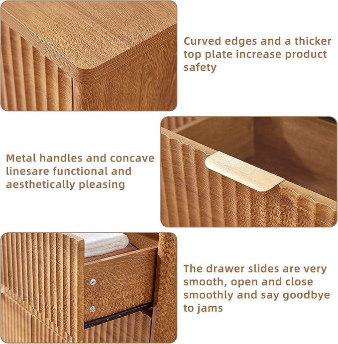 LEYAOYAO Fluted 6 Drawers Dresser, Curved Profile Design, Dresser TV Stand - Image 5