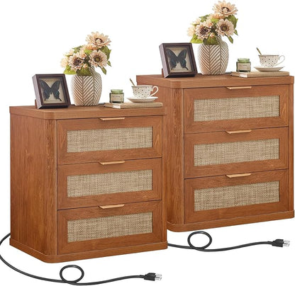 LEYAOYAO Rattan Night Stand Set of 2 by LEYAOYAO-Findtheshiningpointofyourideallife%EF%BC%81
