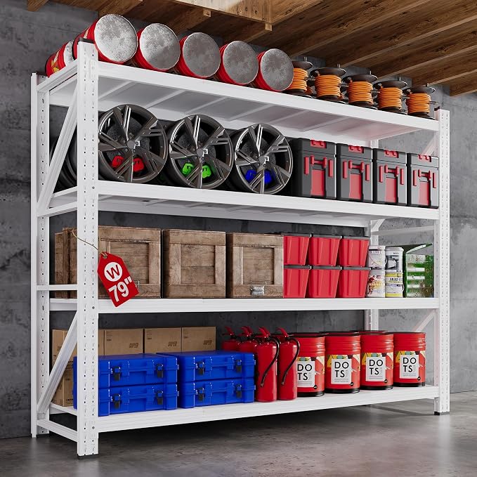 79”W Garage Shelving Heavy Duty, 24” Deep Metal Storage Shelves, 6000LBS by AFAIF