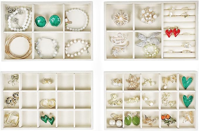 Set of 4 Stackable Jewelry Trays Organizer, Velvet Earring Organizer, Jewelry - Image 2