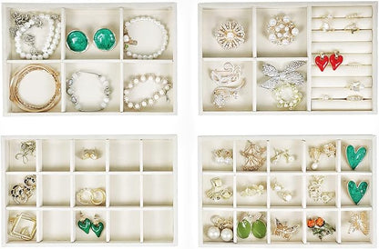 Set of 4 Stackable Jewelry Trays Organizer, Velvet Earring Organizer, Jewelry - Image 2