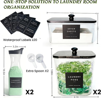 3+2 Pack Laundry Pods Containers & Dryer Sheet Holder & Laundry Detergent - Image 2