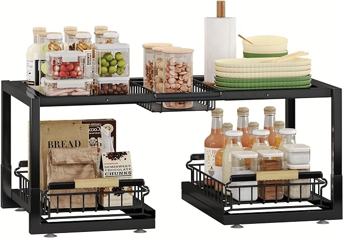 Under Sink Organizer, Pull Out Storage Organizer, 2 Tier Sliding Sink Organizer - Image 6
