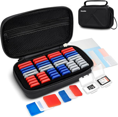 EVA PU Memory Card Case with 48PCS Clear Plastic Memory Card Holder by Kiorafoto