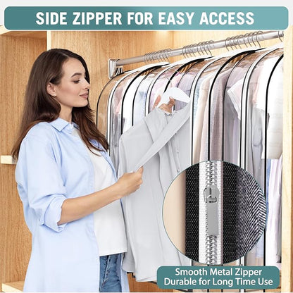Liuoud Clear Garment Bags for Hanging Clothes 10” Gusseted, Suit Bags for - Image 3