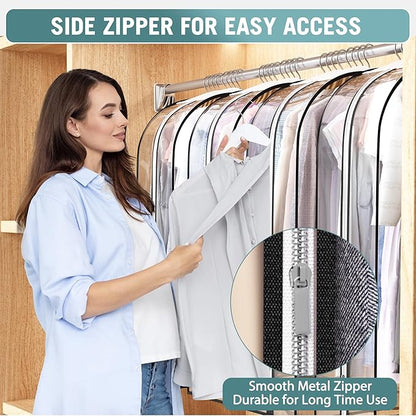 Liuoud Clear Garment Bags for Hanging Clothes10” Gusseted, Suit Bags for Closet - Image 3