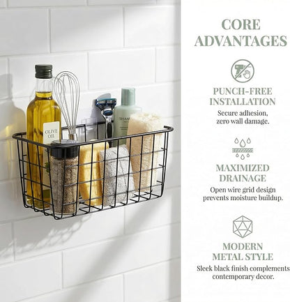 2 Set Adhesive Hanging Wall Basket Inside Cabinet Door Organizer, Wall Storage - Image 9