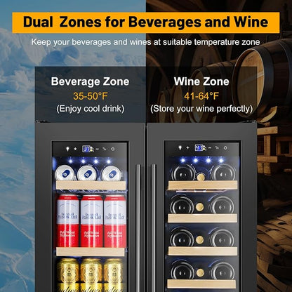 Wine and Beverage Refrigerator, 24 Inch Beverage Cooler Dual Zone - Image 2