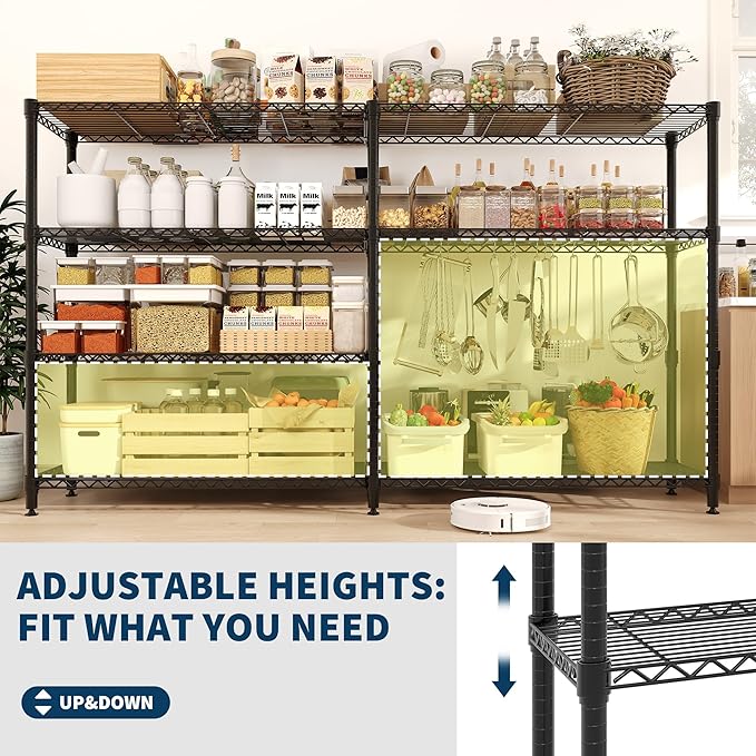 4-Tier Metal Storage Shelves, Adjustable Wire Standing Storage Shelf Organizer - Image 5