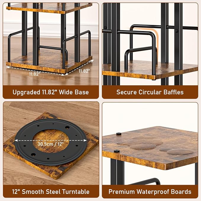 5-Tier Rotating Bookshelf, 360° Spinning Corner Bookcase - Image 6
