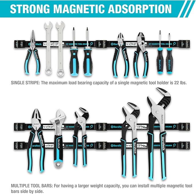DURATECH 4 Pack 12" Magnetic Tool Holder Strip, Heavy Duty Magnetic Tool Bar - Image 5