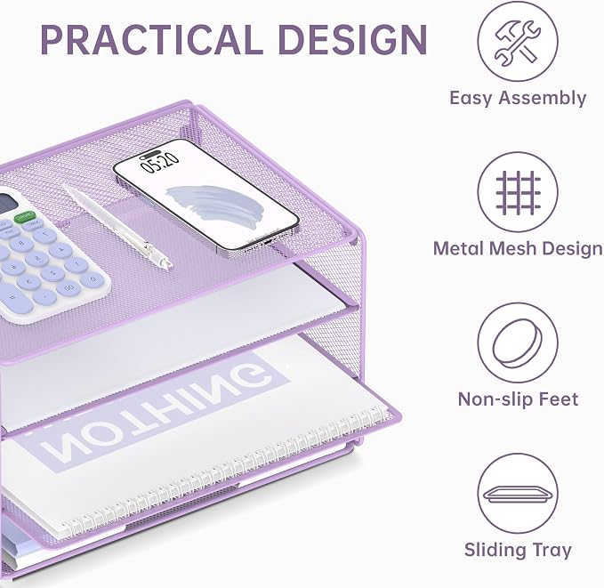 DALTACK 3 Tier Letter Tray Paper Organizer - Image 4