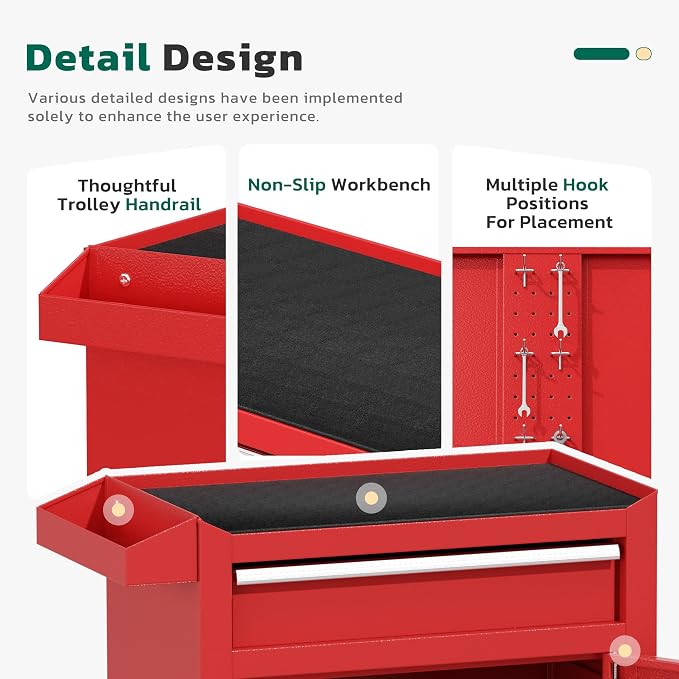 Greenvelly Tool Chest, 5-Drawer Rolling Tool Chest - Image 5
