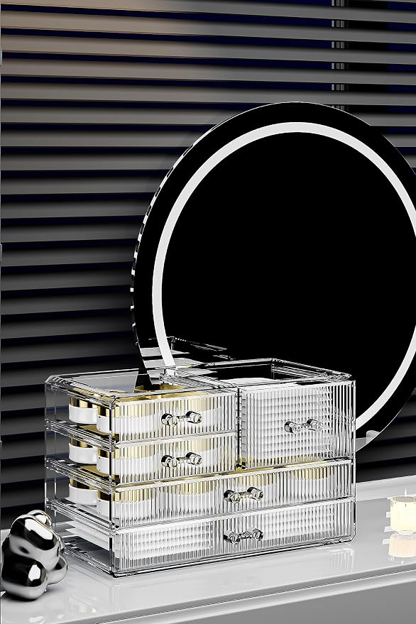 ZHIAI Stackable Storage Drawers, Acrylic Bathroom Counter Organizer Clear - Image 3