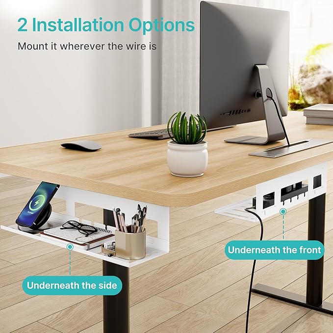 Under Desk Cable Management Tray, 15.7 Inches Metal Cord Organizer Rack - Image 4