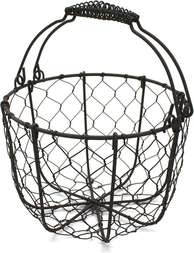 CVHOMEDECO. Round Chicken Wire Egg Basket Fruit Basket by CVHOMEDECO